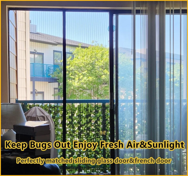 Elytsemoh Magnetic Sliding Screen Door-Fit 72x80inch Door-Screen Door Itself Size 74x81inch-Screen Door Mesh for Sliding Glass Door French Door Keeps Bugs Mosquito Out for Interior Door Patio Outdoor Sun House - Image 5